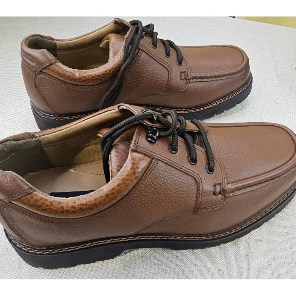 Dockers Oxford Shoes Men 12W Brown Leather Moc Toe Lug Sole Casual 90-6702